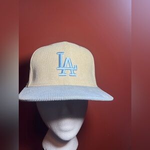 Size 7 1/2 Corduroy CUSTOM LA Dodgers Fitted Hat New